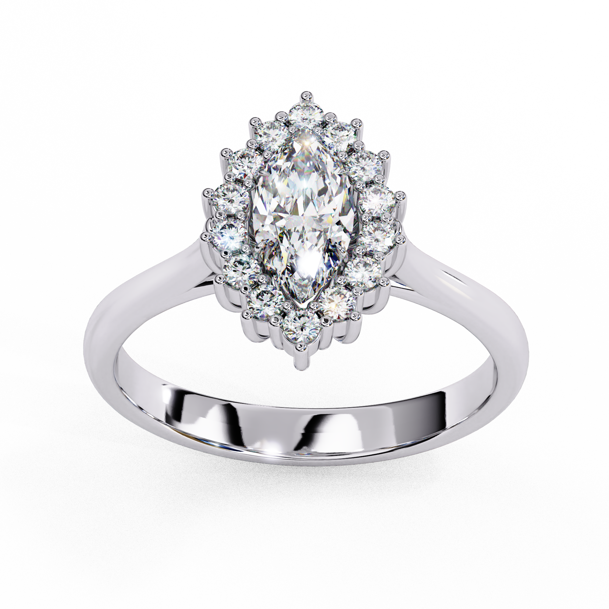 Marquise Cut Halo Engagement Ring | 925 Sterling Silver