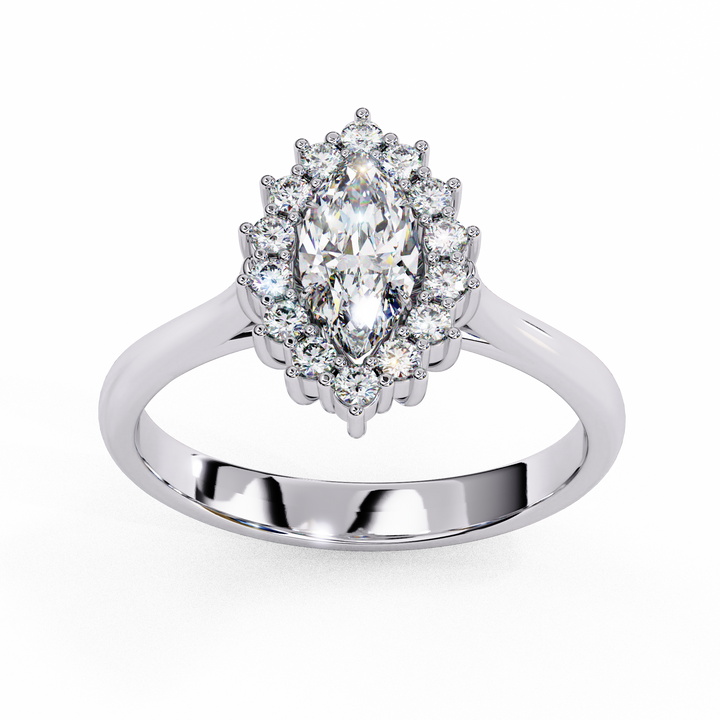 Marquise Cut Halo Engagement Ring | 925 Sterling Silver
