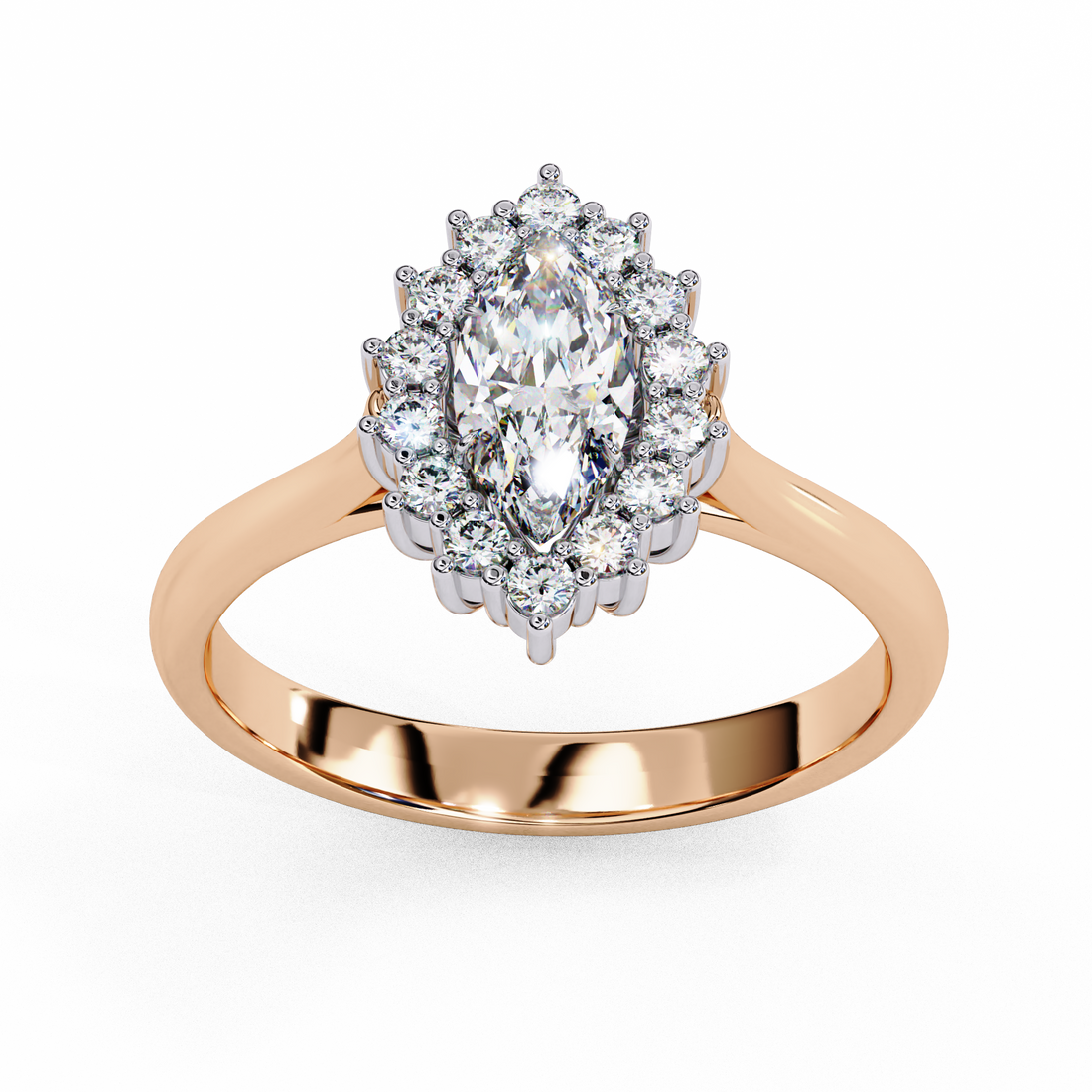 Marquise Cut Halo Engagement Ring | 925 Sterling Silver
