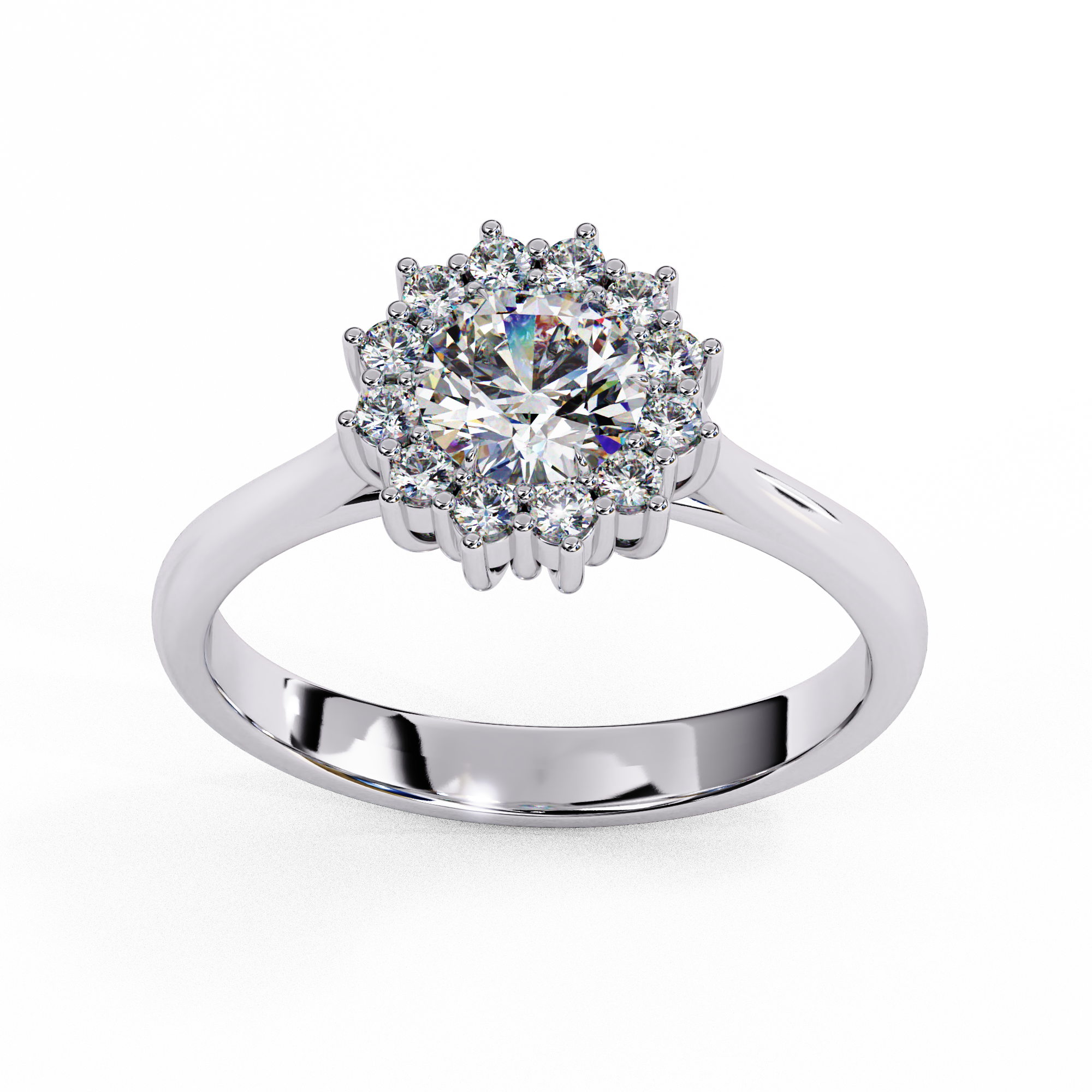 Eternal Spark Round Halo Solitaire Ring for Women | 925 Sterling Silver