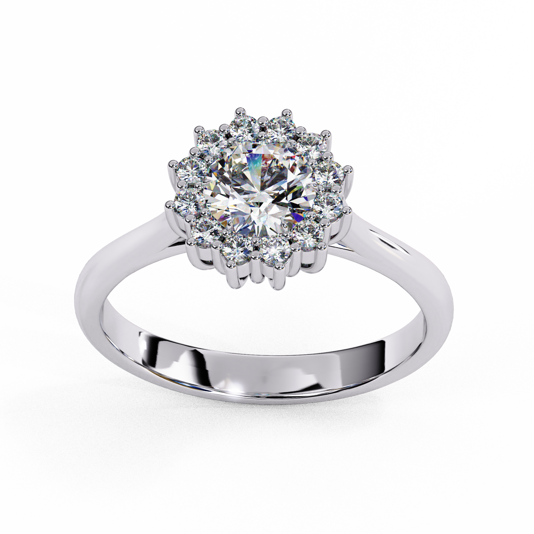 Eternal Spark Round Halo Solitaire Ring for Women | 925 Sterling Silver