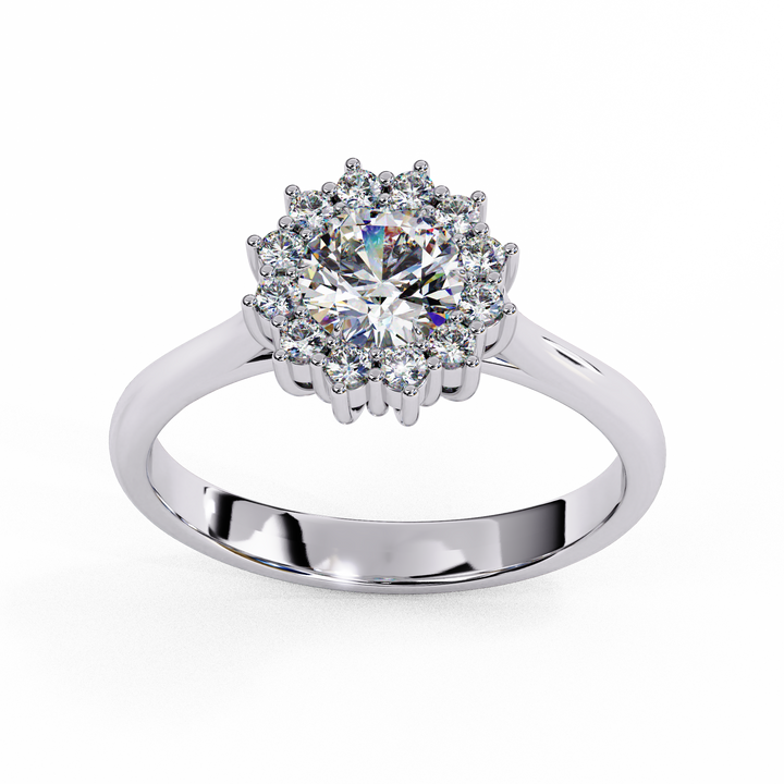 Eternal Spark Round Halo Solitaire Ring for Women | 925 Sterling Silver