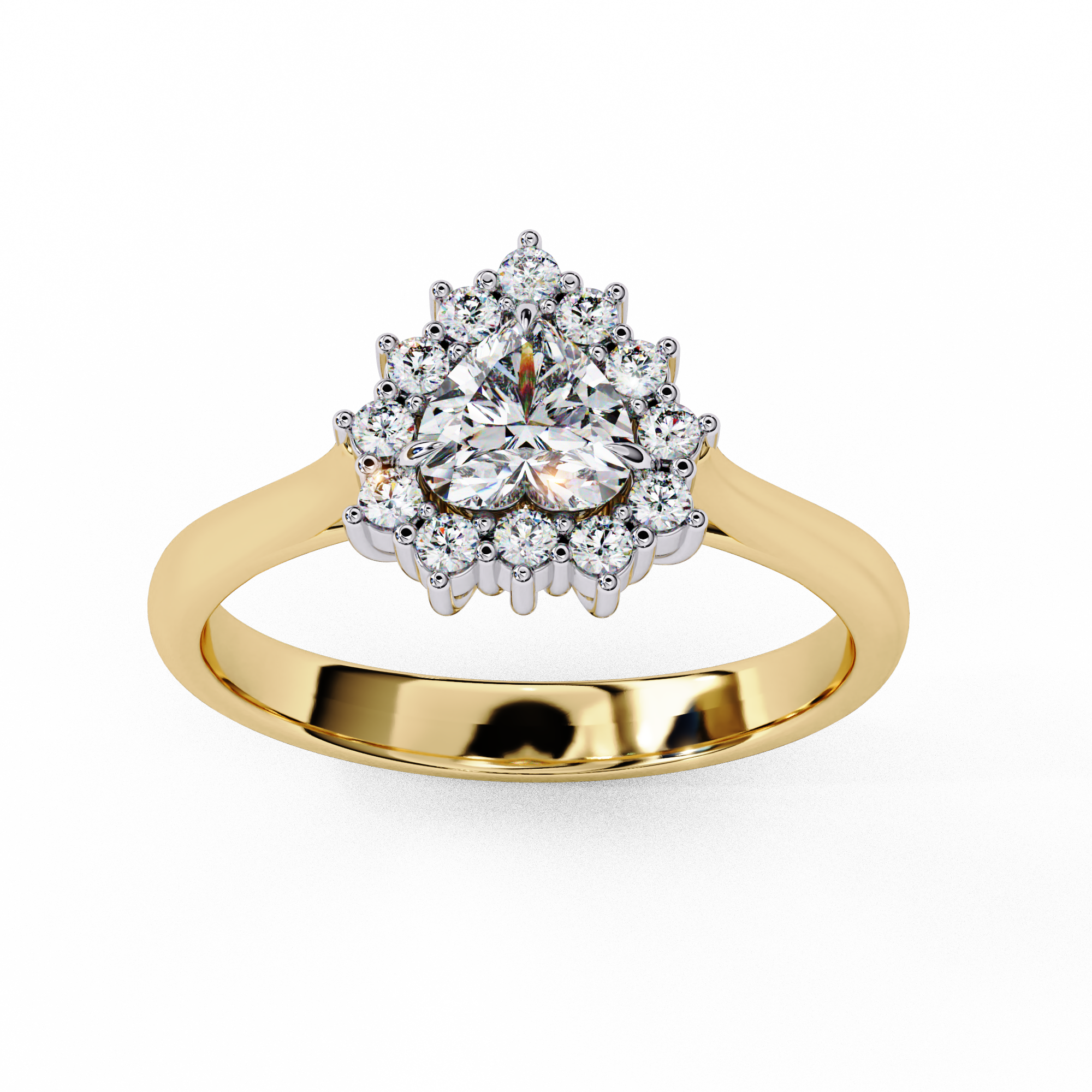 Celestial Heart Halo Solitaire Ring | 925 Sterling Silver
