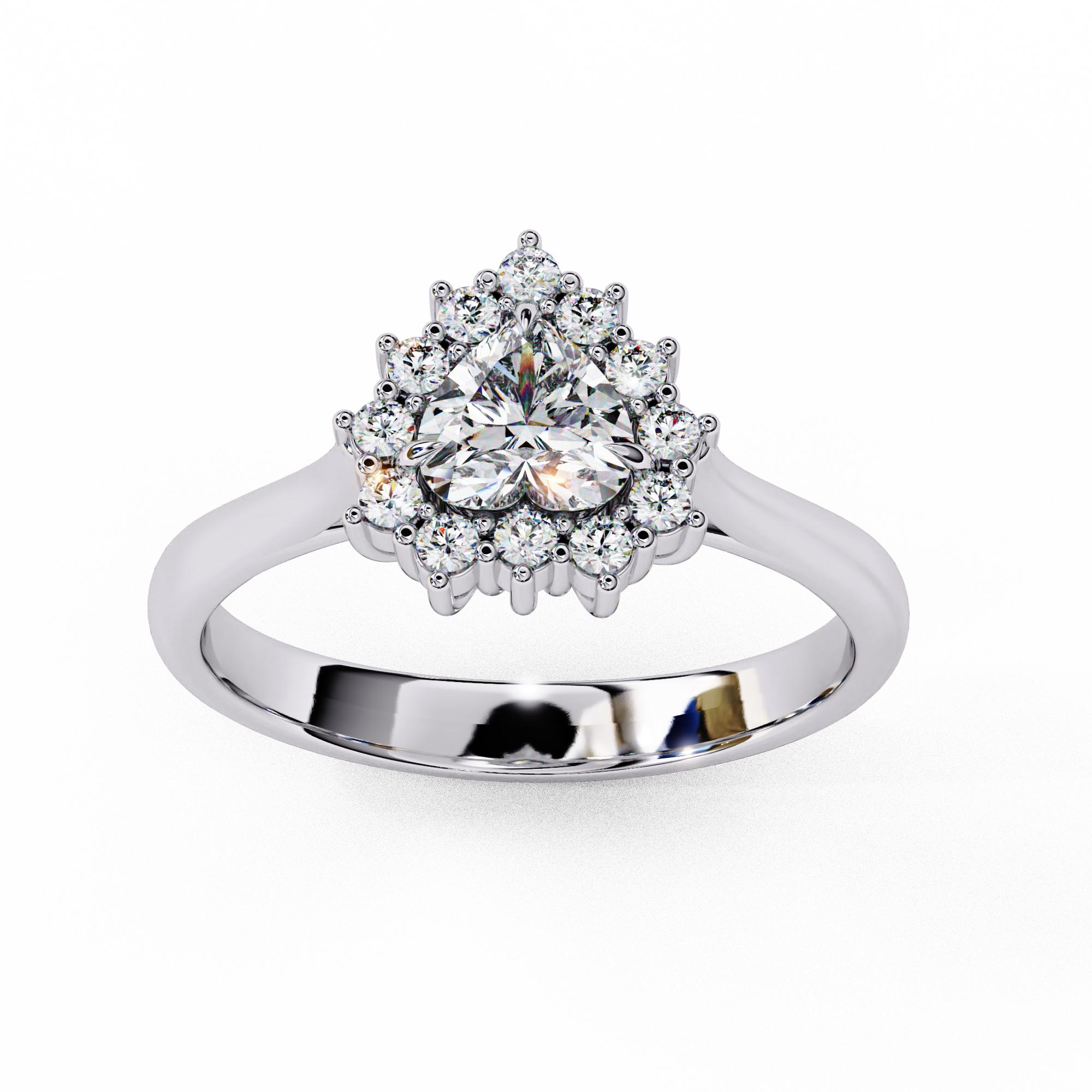 Celestial Heart Halo Solitaire Ring | 925 Sterling Silver