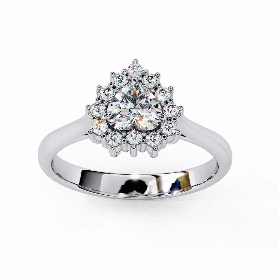 Celestial Heart Halo Solitaire Ring | 925 Sterling Silver