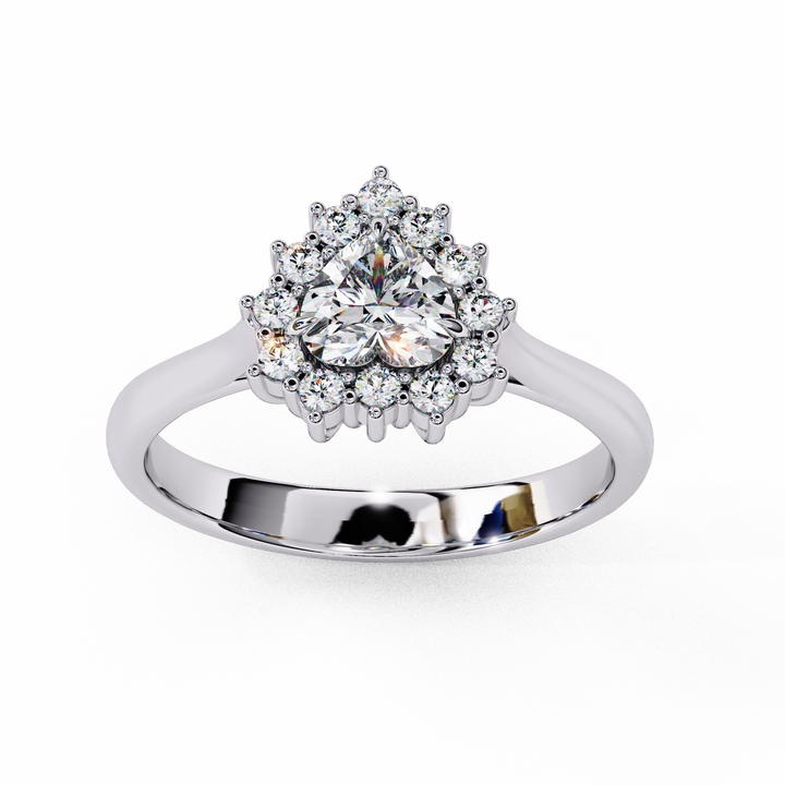 Celestial Heart Halo Solitaire Ring | 925 Sterling Silver
