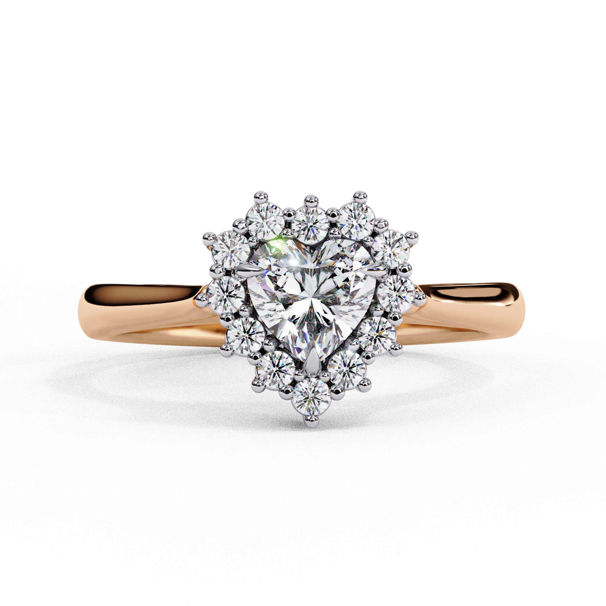 Celestial Heart Halo Solitaire Ring | 925 Sterling Silver