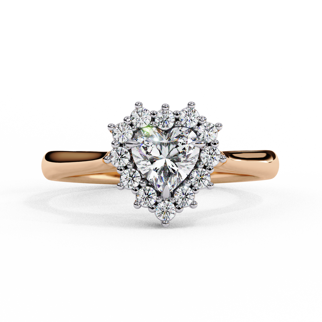 Celestial Heart Halo Solitaire Ring | 925 Sterling Silver