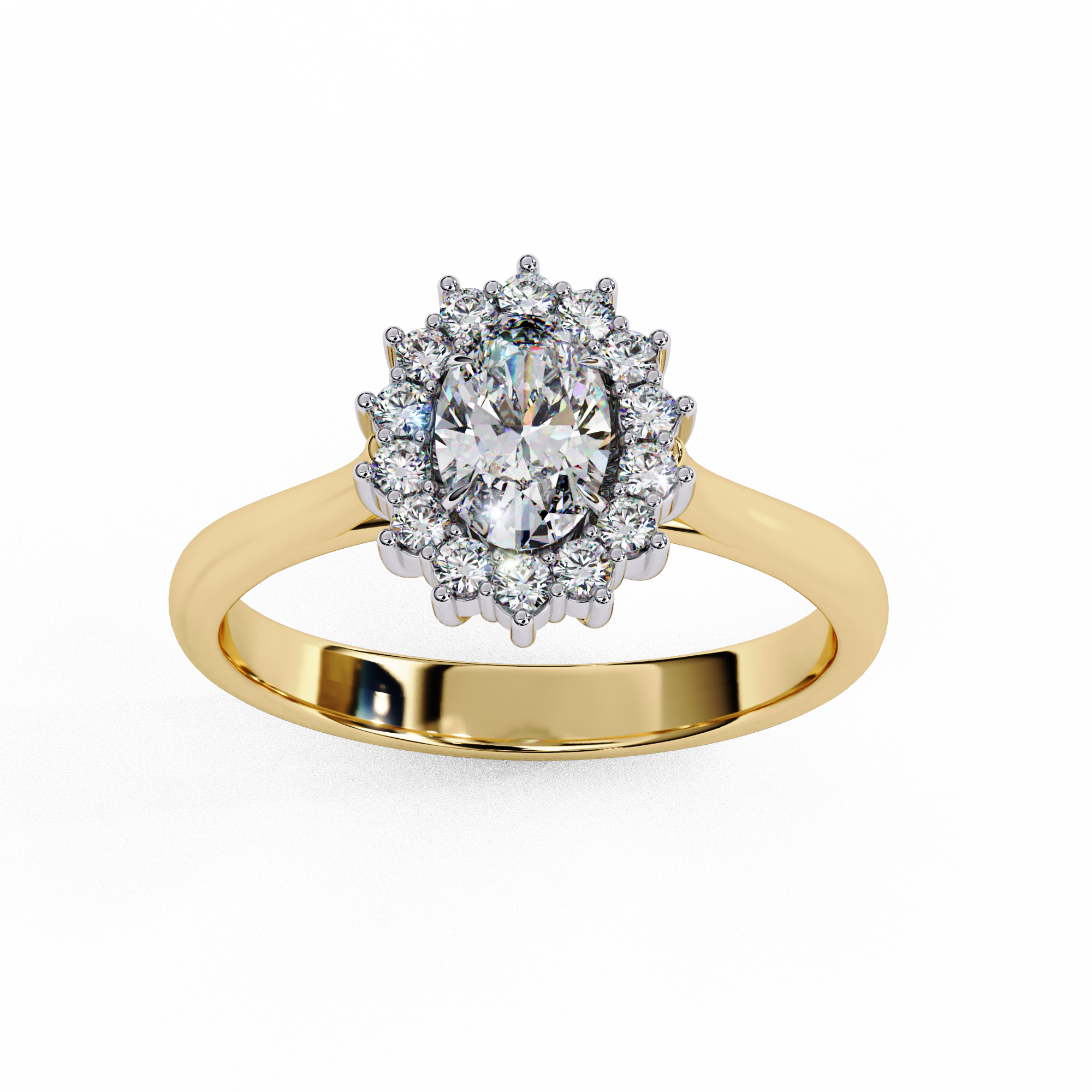 Radiant Halo Oval-Cut Solitaire Ring | 925 Sterling Silver