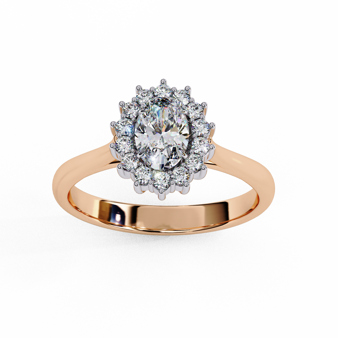 Radiant Halo Oval-Cut Solitaire Ring | 925 Sterling Silver