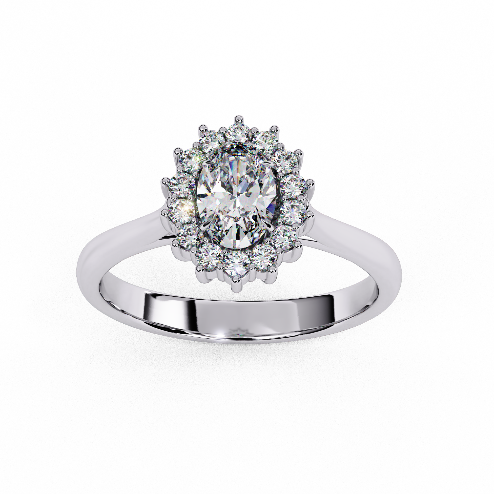 Radiant Halo Oval-Cut Solitaire Ring | 925 Sterling Silver