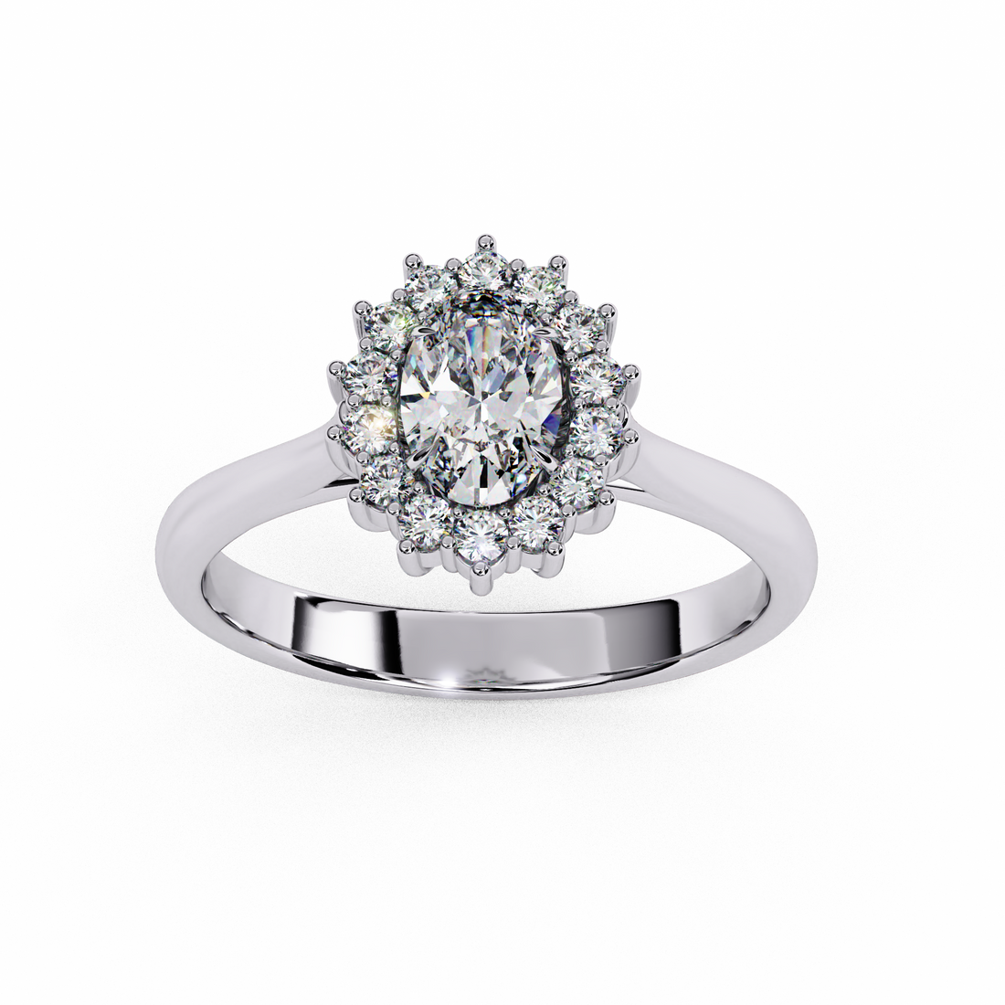 Radiant Halo Oval-Cut Solitaire Ring | 925 Sterling Silver