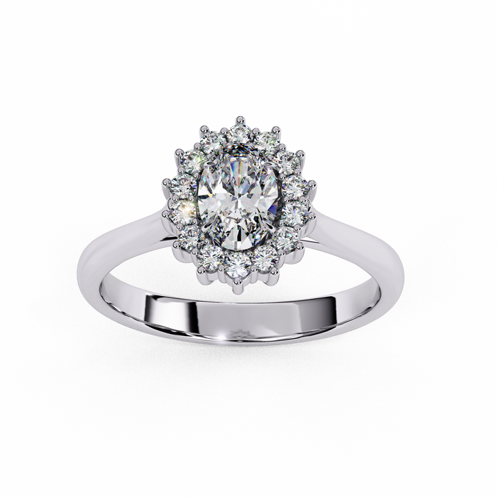 Radiant Halo Oval-Cut Solitaire Ring | 925 Sterling Silver