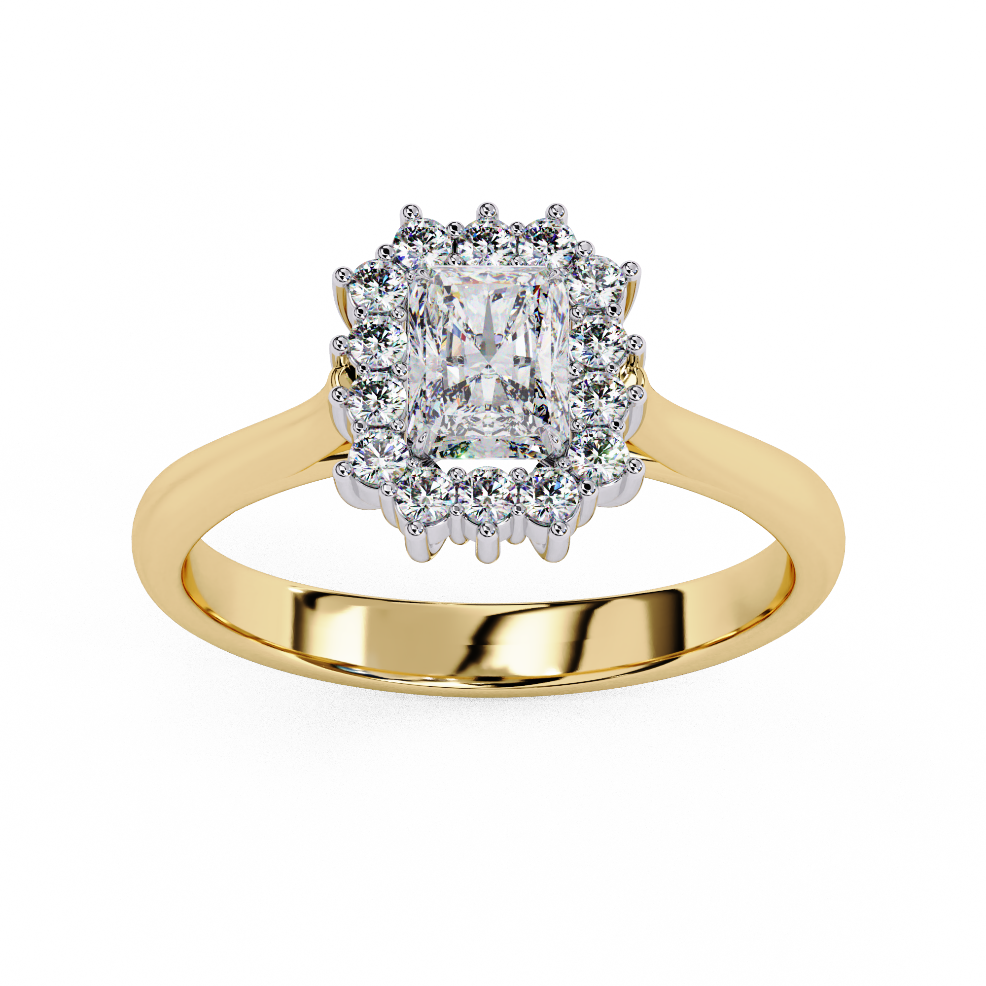 Radiant Cut Halo Diamond Ring | 925 Sterling Silver