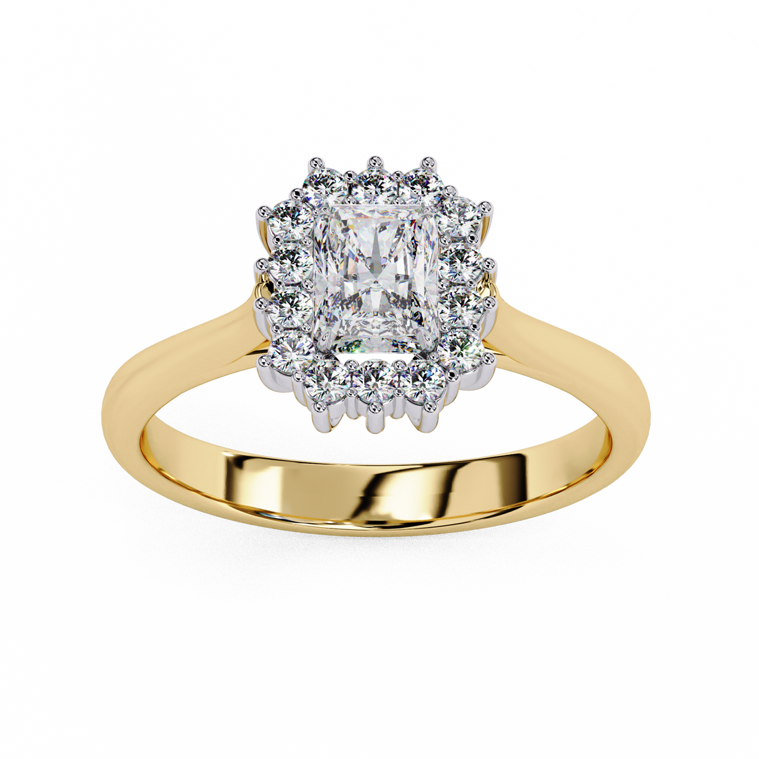 Radiant Cut Halo Diamond Ring | 925 Sterling Silver