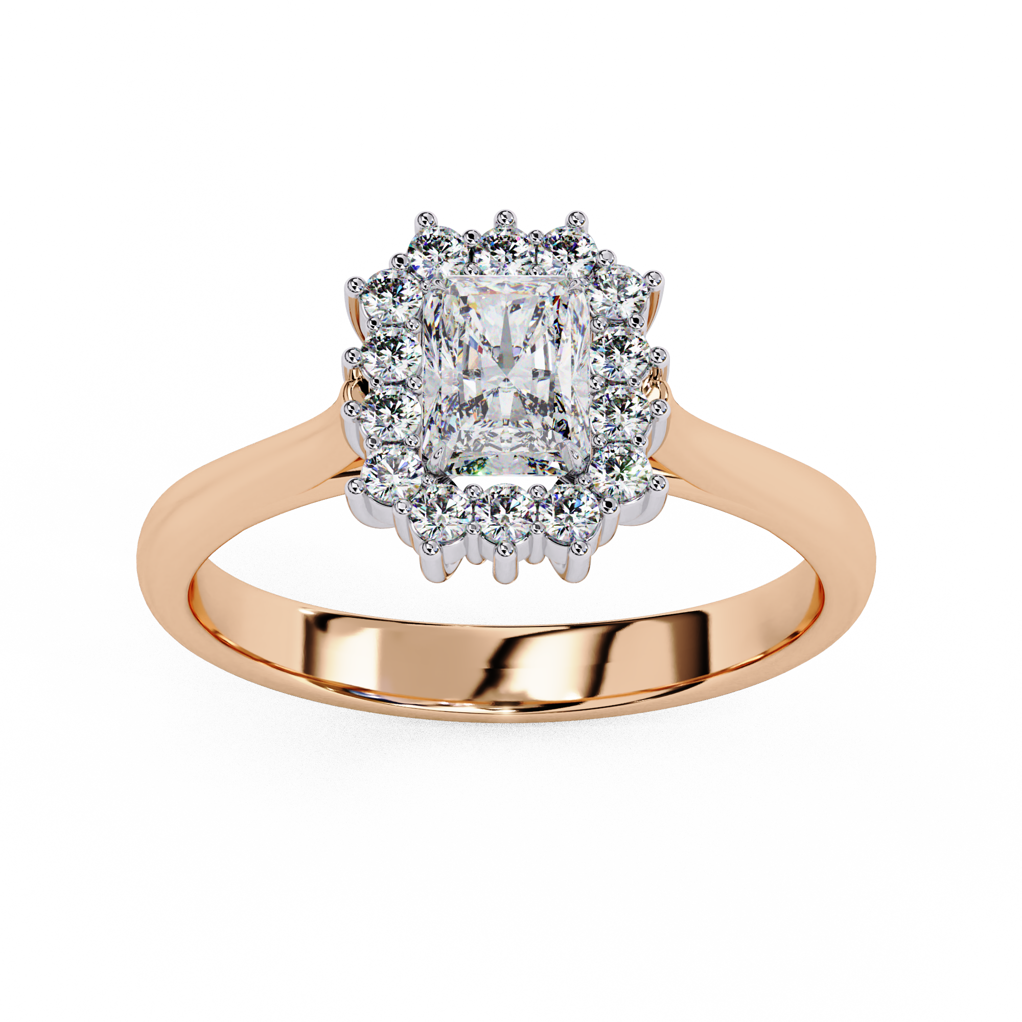 Radiant Cut Halo Diamond Ring | 925 Sterling Silver