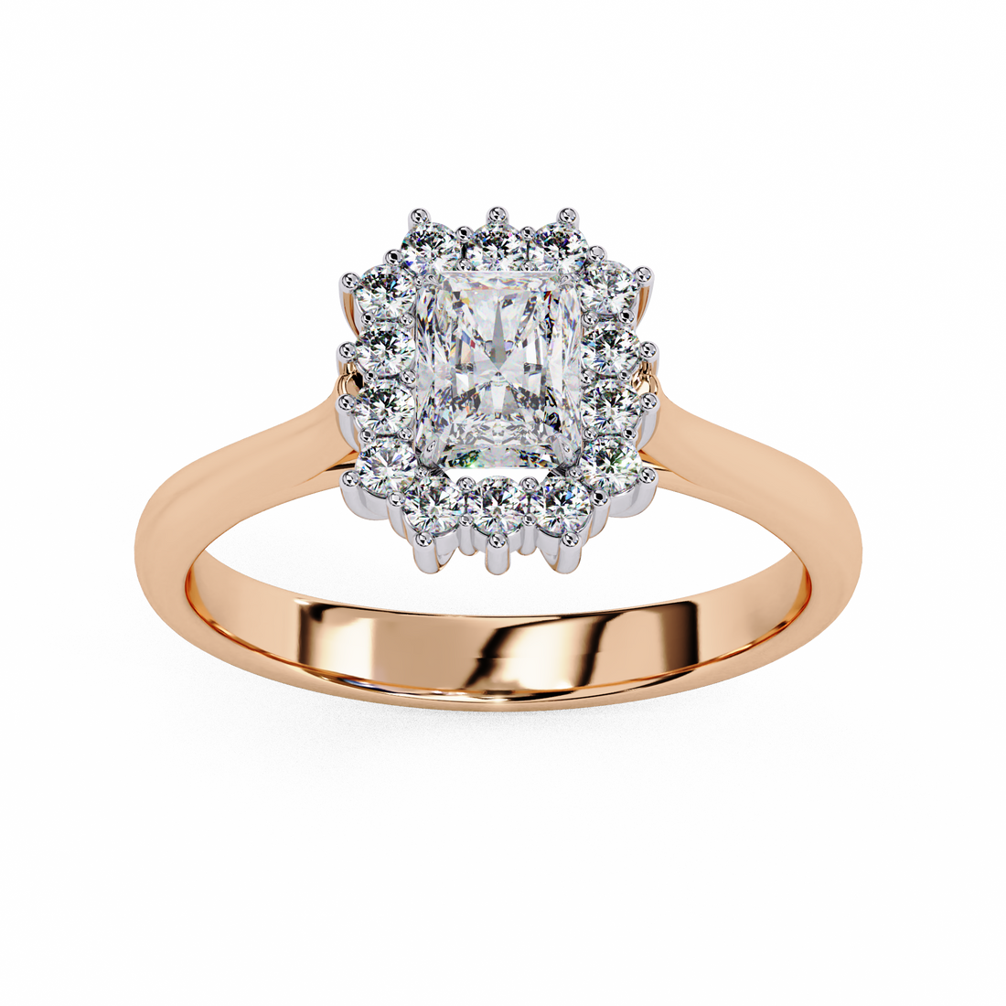 Radiant Cut Halo Diamond Ring | 925 Sterling Silver
