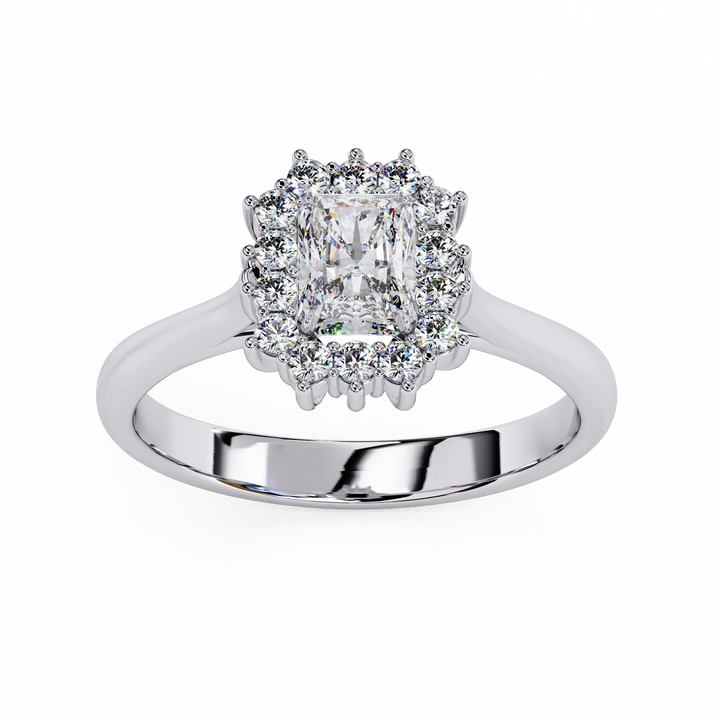 Radiant Cut Halo Diamond Ring | 925 Sterling Silver