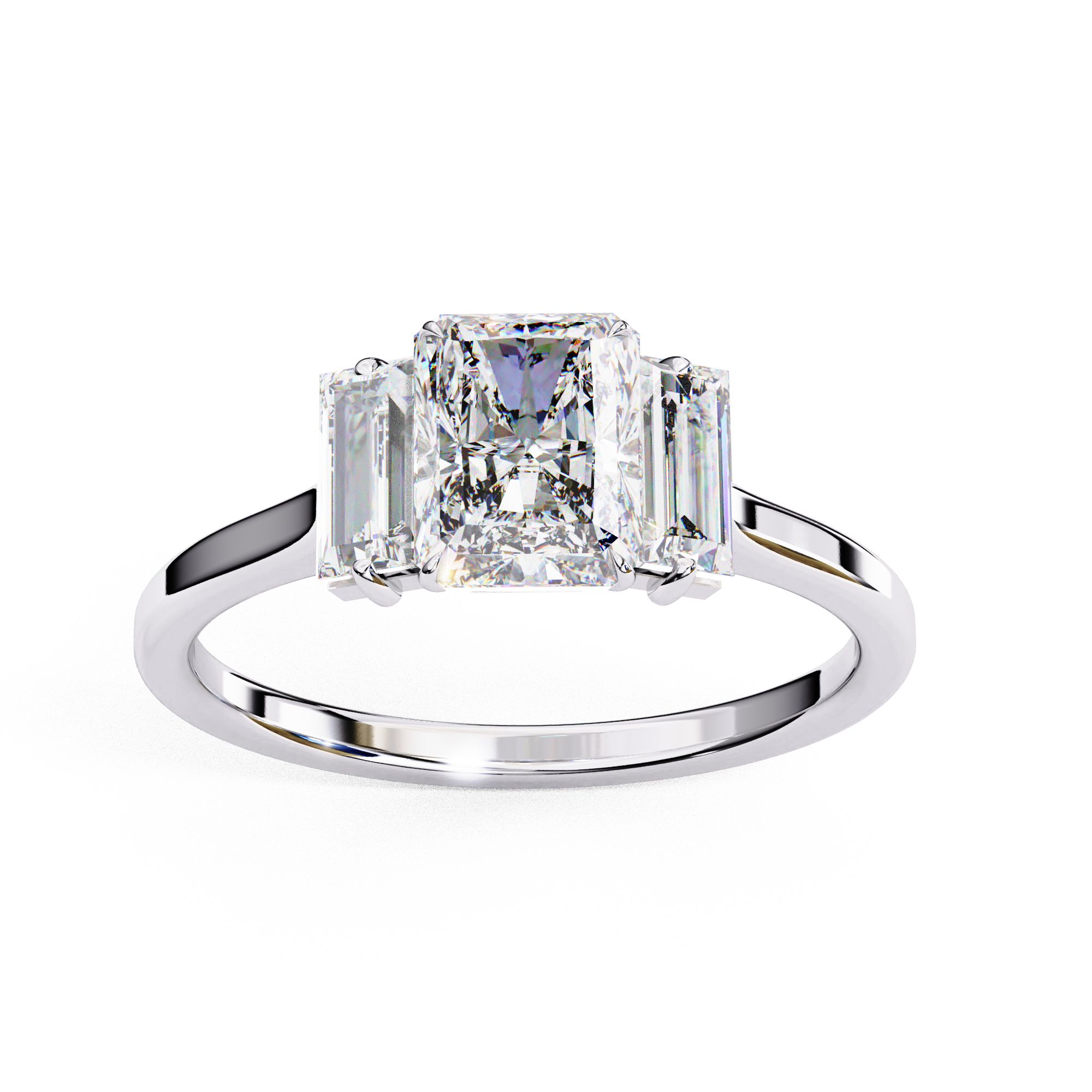 Radiant Cut Three-Stone Diamond Ring | 925 Sterling Silver