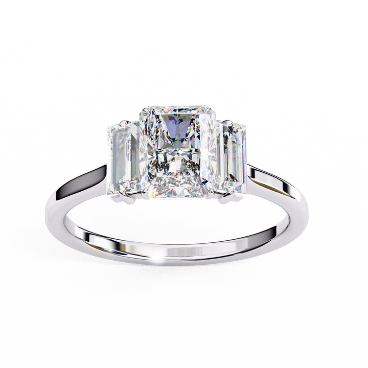Radiant Cut Three-Stone Diamond Ring | 925 Sterling Silver