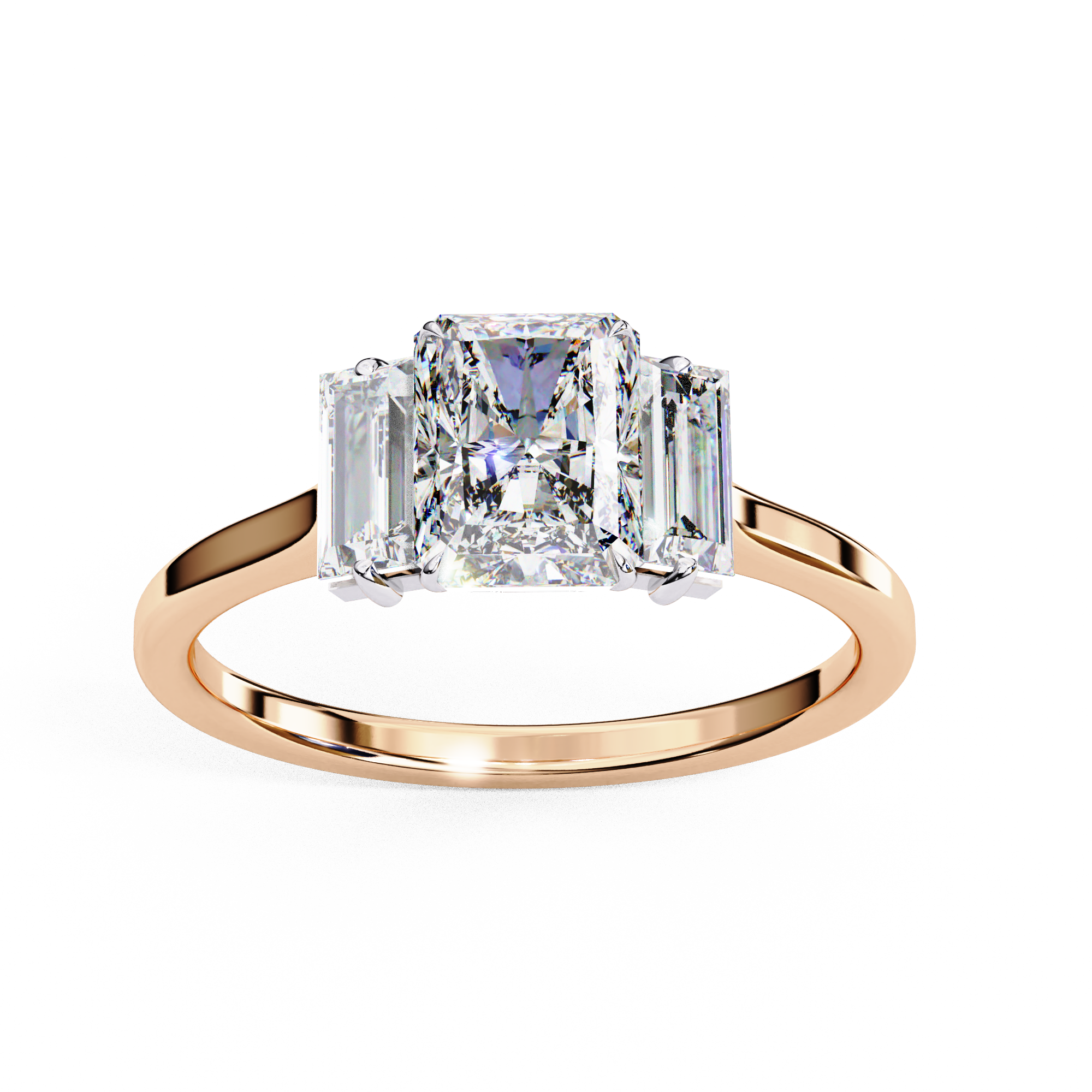 Radiant Cut Three-Stone Diamond Ring | 925 Sterling Silver