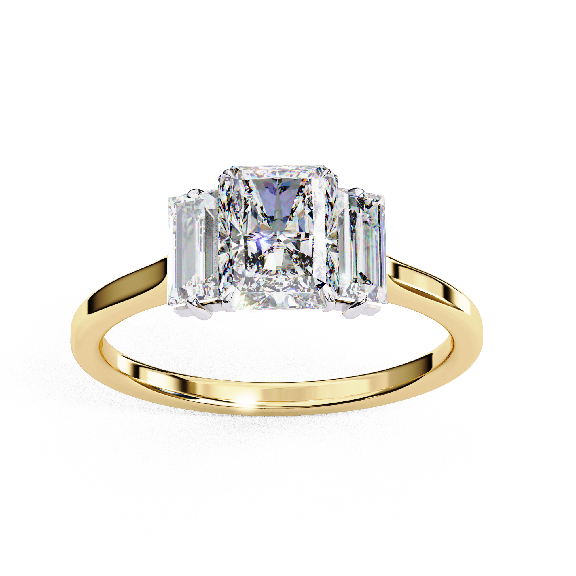 Radiant Cut Three-Stone Diamond Ring | 925 Sterling Silver