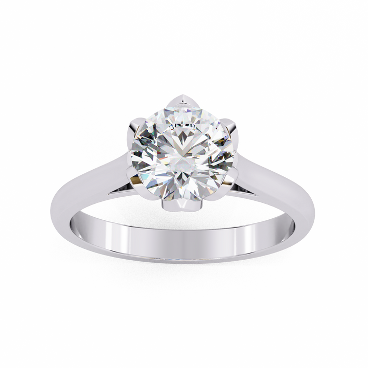 Minimal Luxe Round-Cut Diamond Ring | 925 Sterling Silver