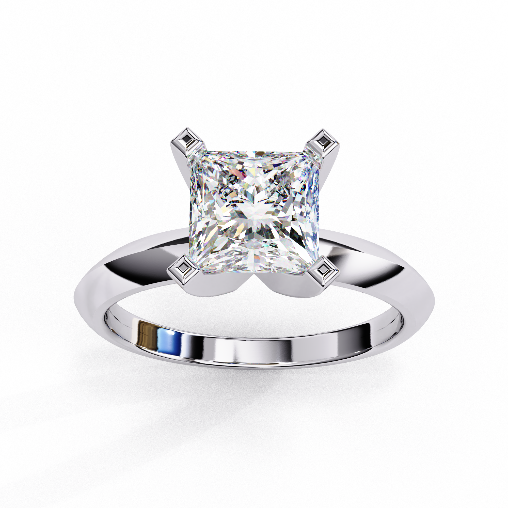 Minimal Square Cut Solitaire Ring | 925 Sterling Silver