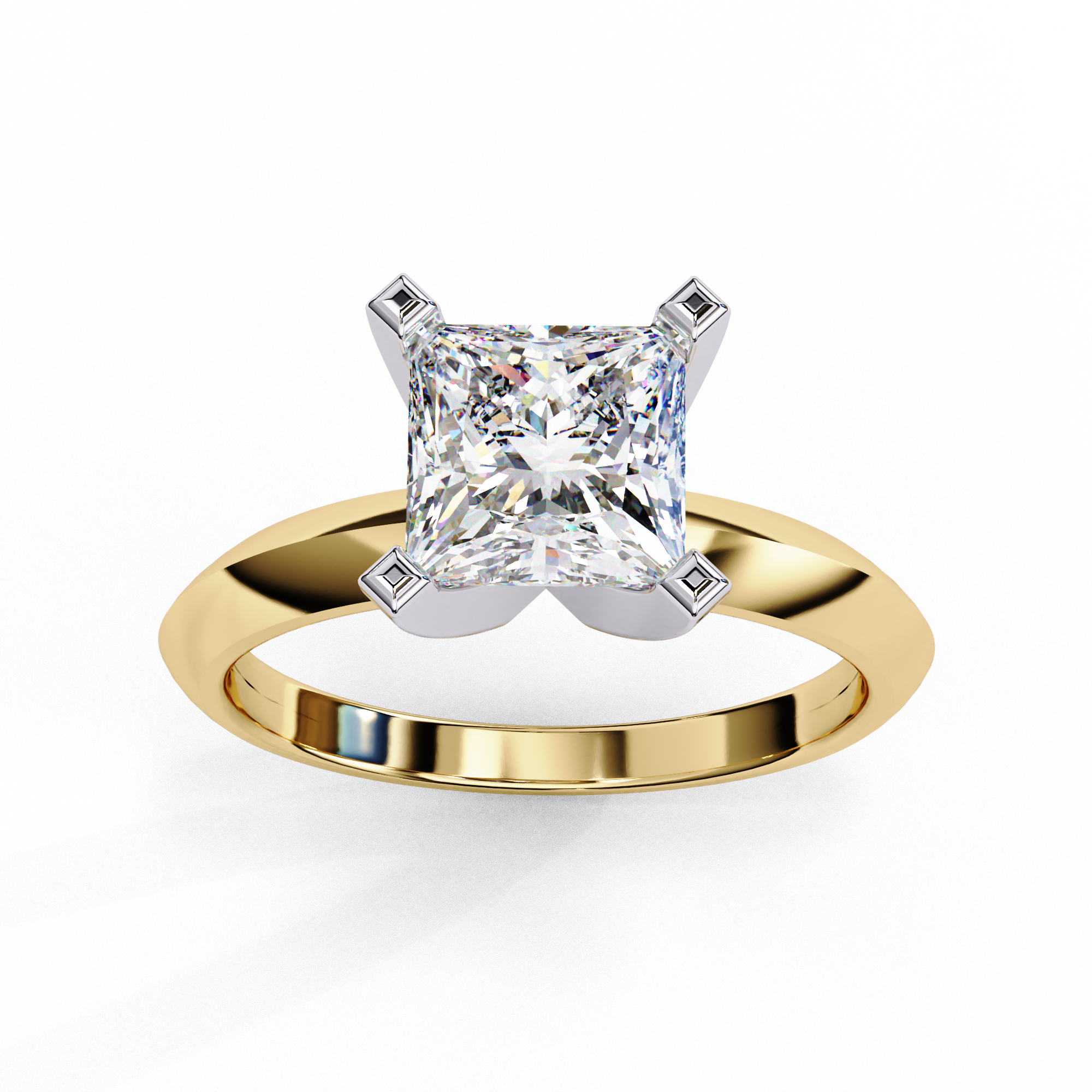 Minimal Square Cut Solitaire Ring | 925 Sterling Silver