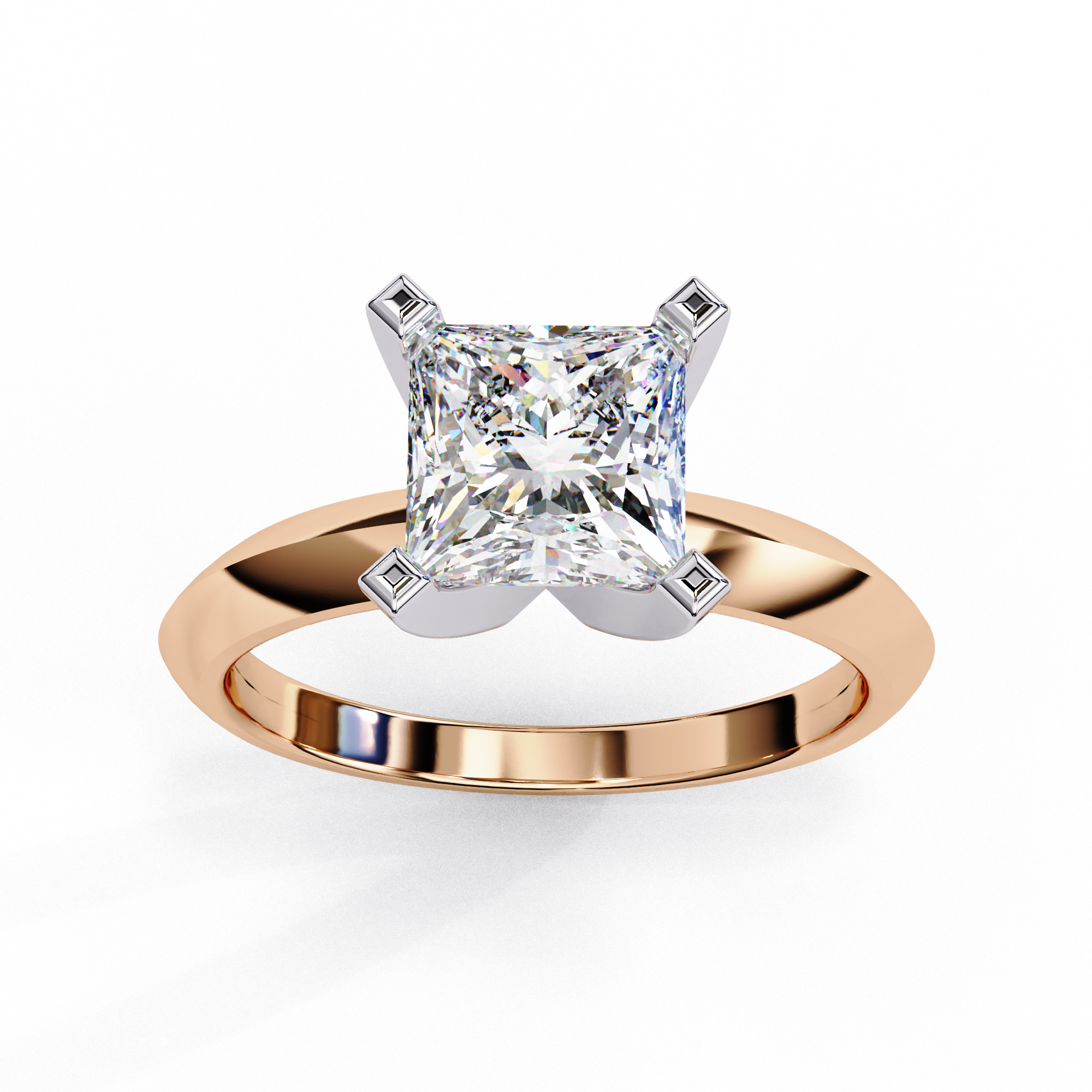 Minimal Square Cut Solitaire Ring | 925 Sterling Silver