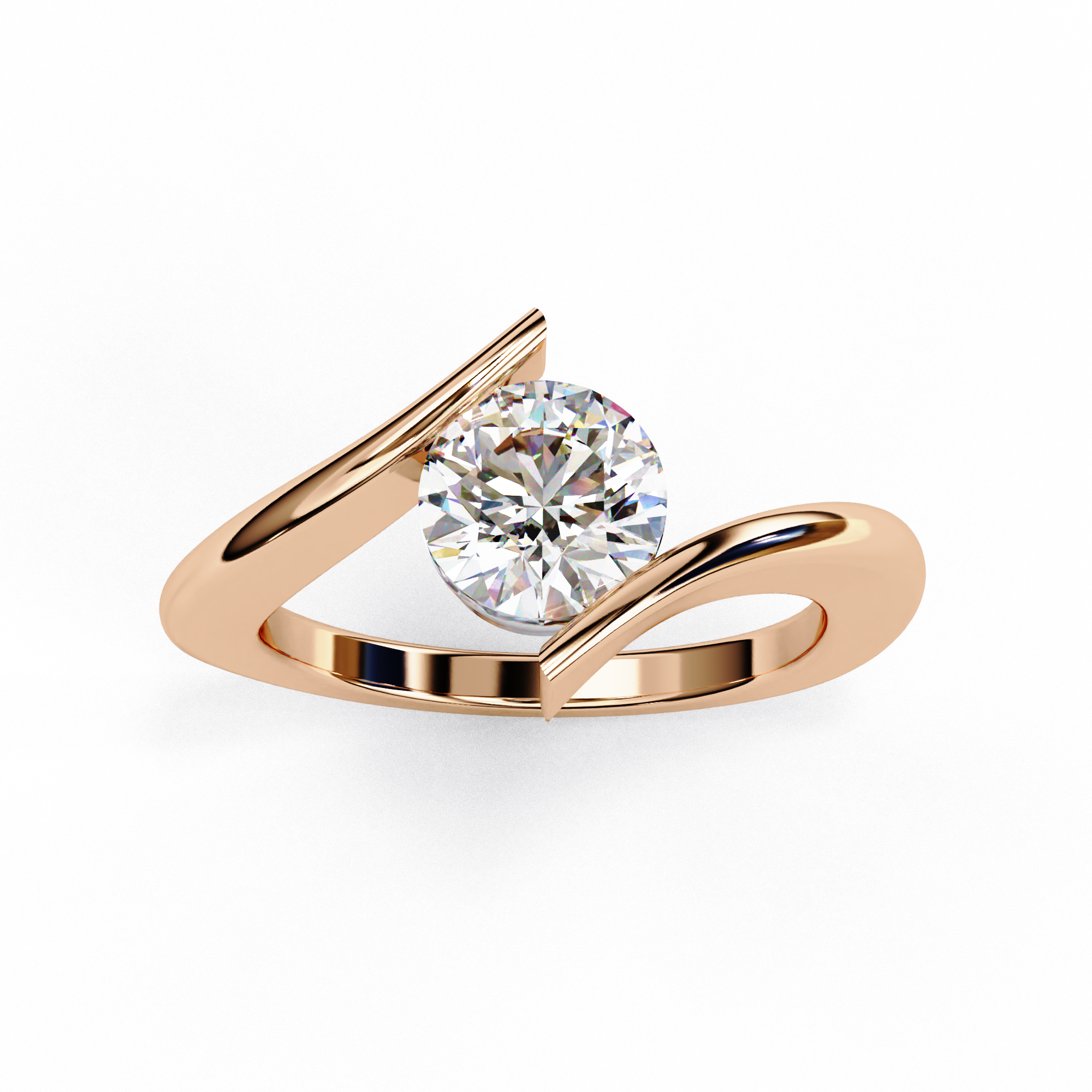Open Bypass Solitaire Ring | 925 Sterling Silver