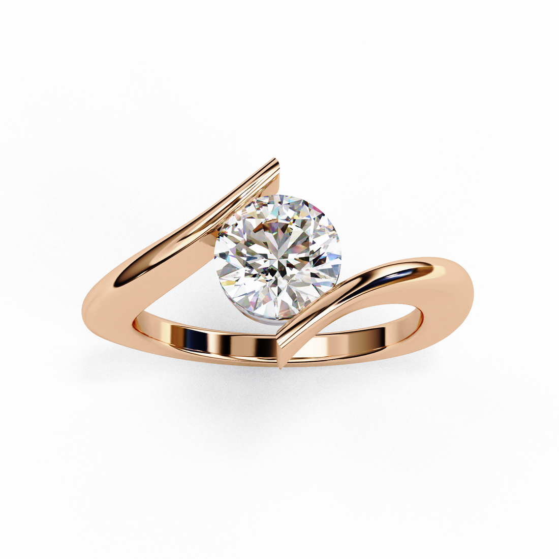 Open Bypass Solitaire Ring | 925 Sterling Silver