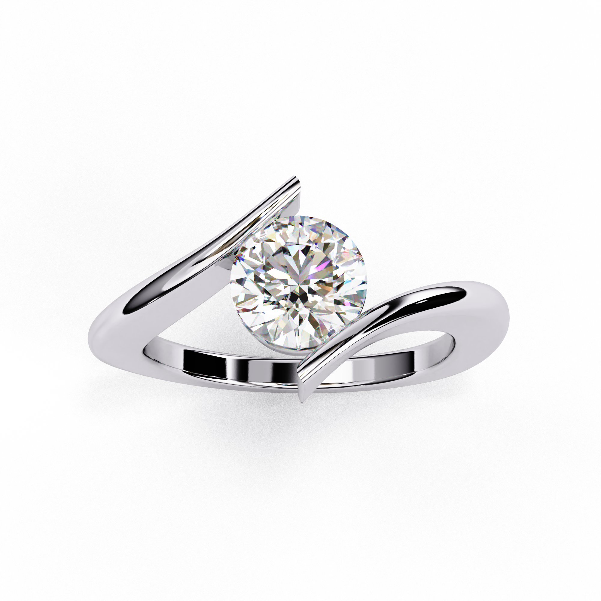 Open Bypass Solitaire Ring | 925 Sterling Silver