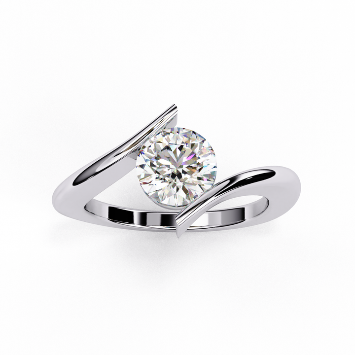 Open Bypass Solitaire Ring | 925 Sterling Silver