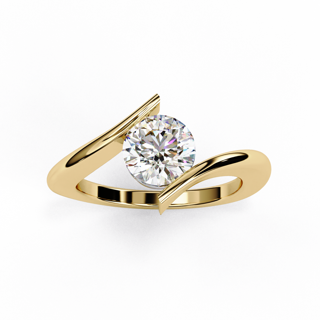 Open Bypass Solitaire Ring | 925 Sterling Silver