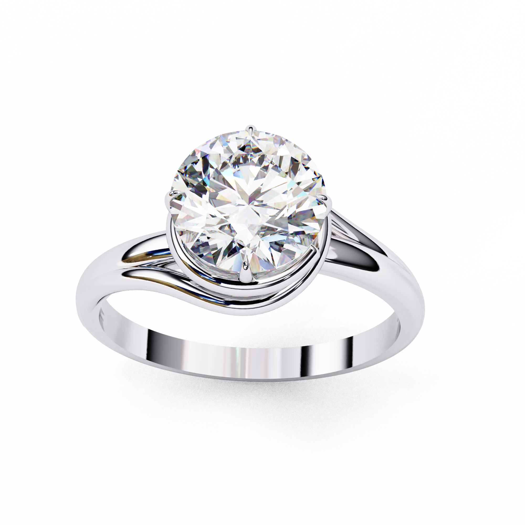 OropÃ© Round Solitaire Twist Ring | 925 Sterling Silver