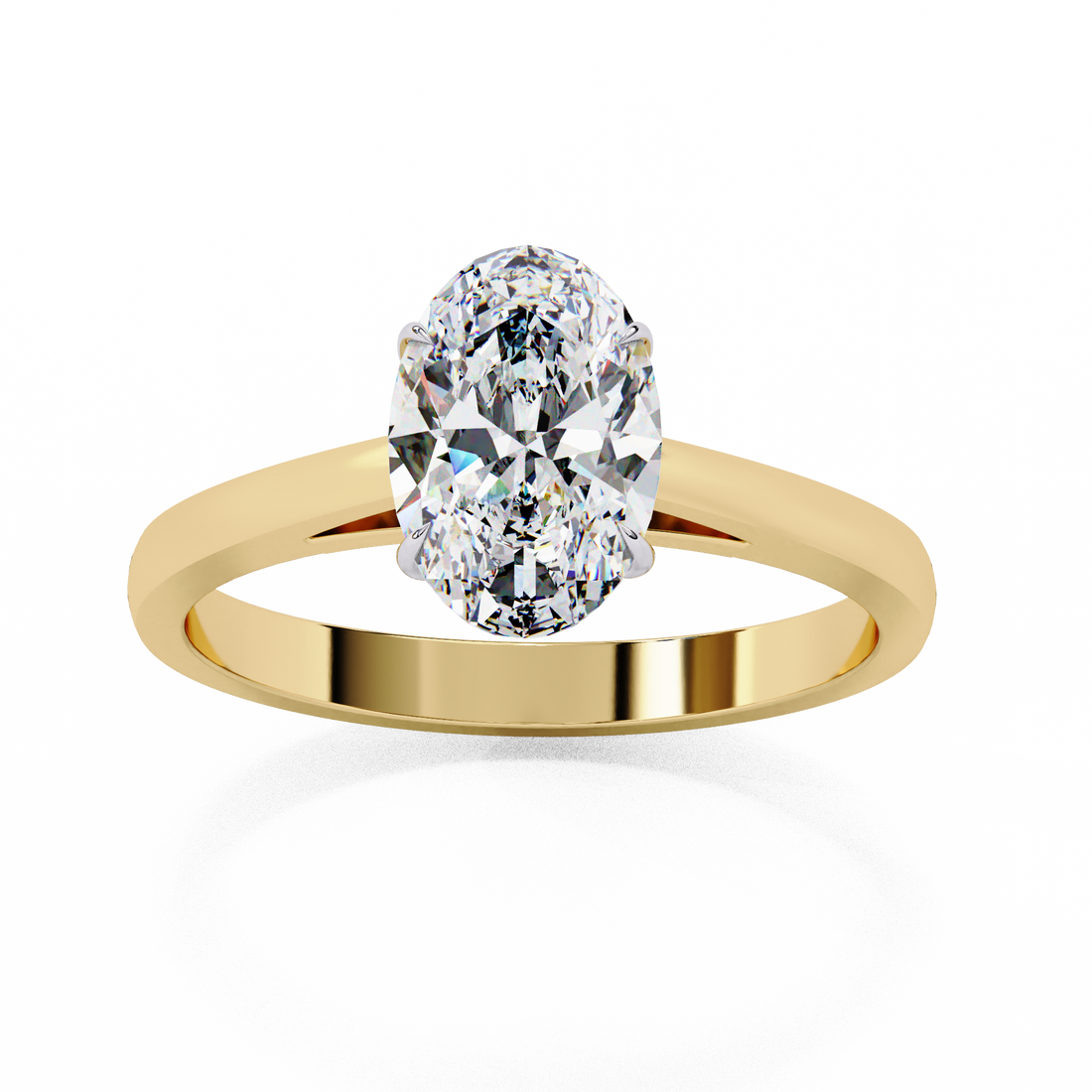 Oval Solitaire Diamond Ring | 925 Sterling Silver