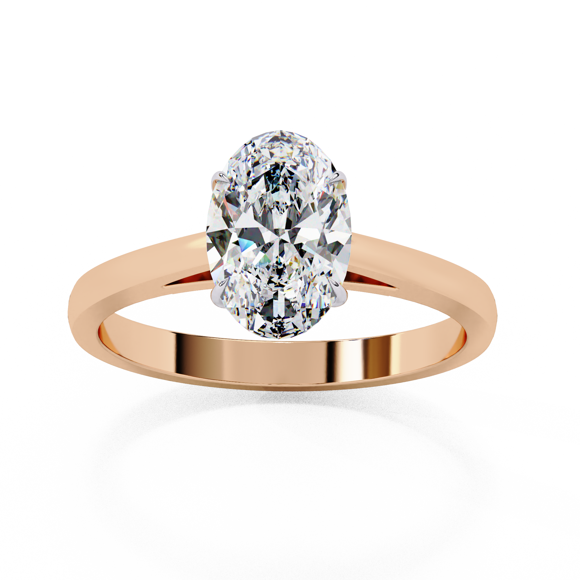 Oval Solitaire Diamond Ring | 925 Sterling Silver