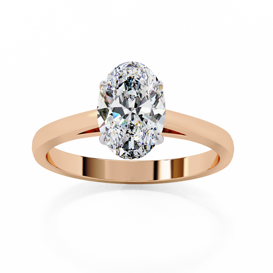 Oval Solitaire Diamond Ring | 925 Sterling Silver
