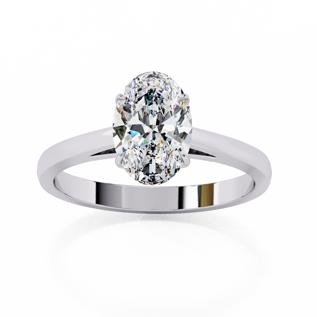 Oval Solitaire Diamond Ring | 925 Sterling Silver