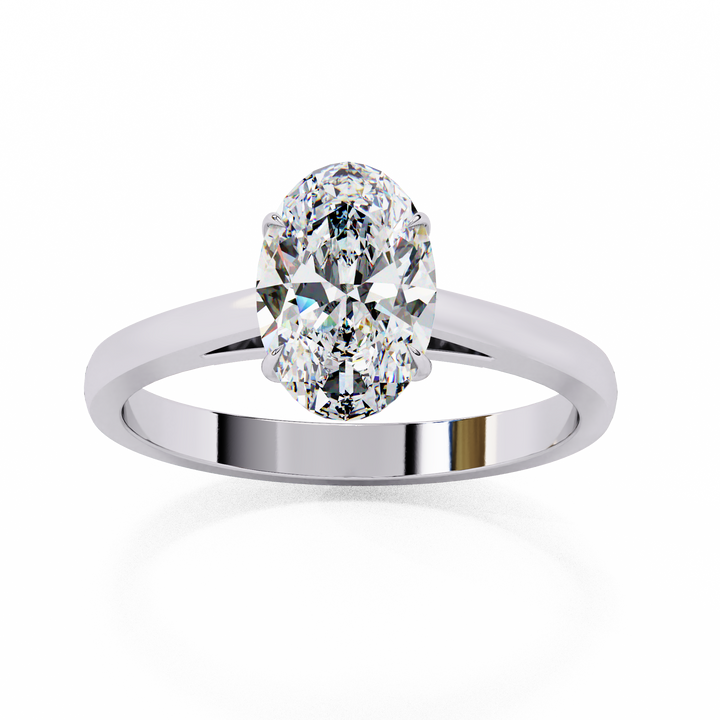 Oval Solitaire Diamond Ring | 925 Sterling Silver