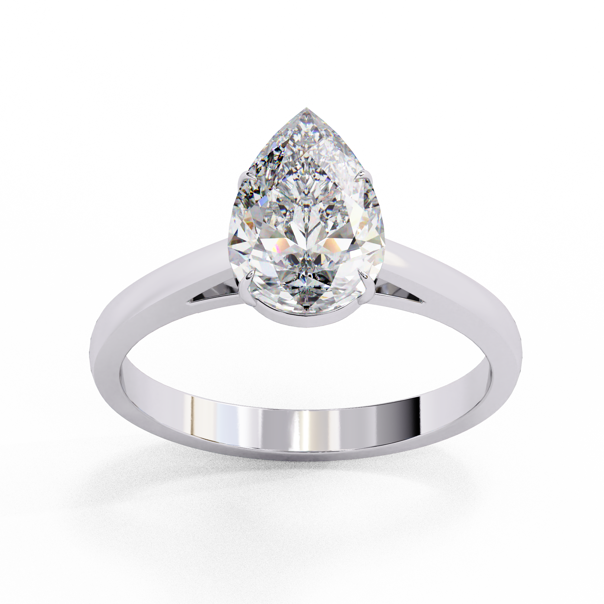 Teardrop Cut Diamond Solitaire Ring | 925 Sterling Silver