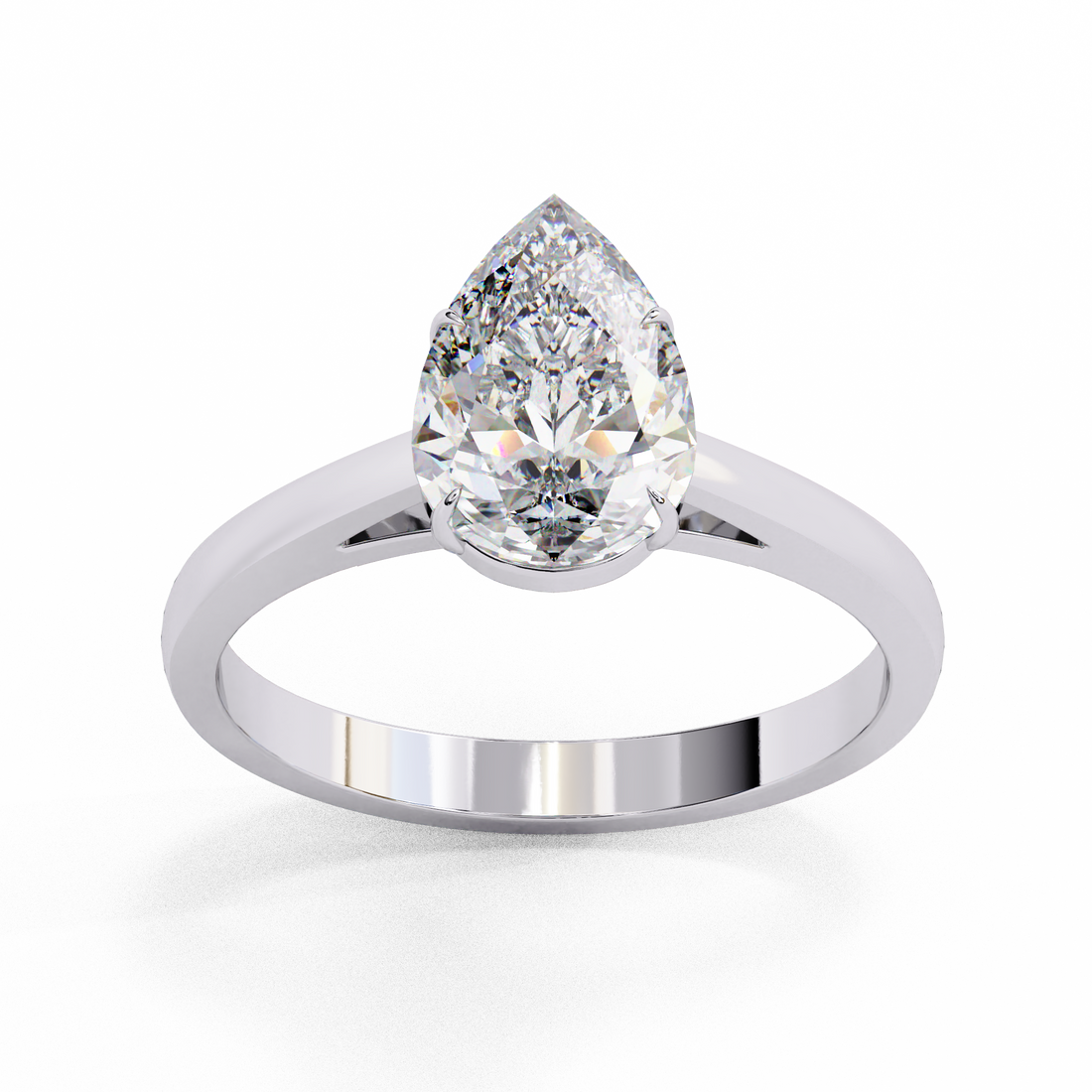 Teardrop Cut Diamond Solitaire Ring | 925 Sterling Silver