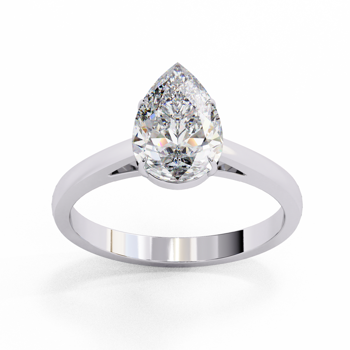 Teardrop Cut Diamond Solitaire Ring | 925 Sterling Silver