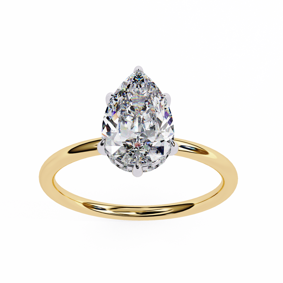 Pear-Shaped Solitaire Diamond Ring | 925 Sterling Silver