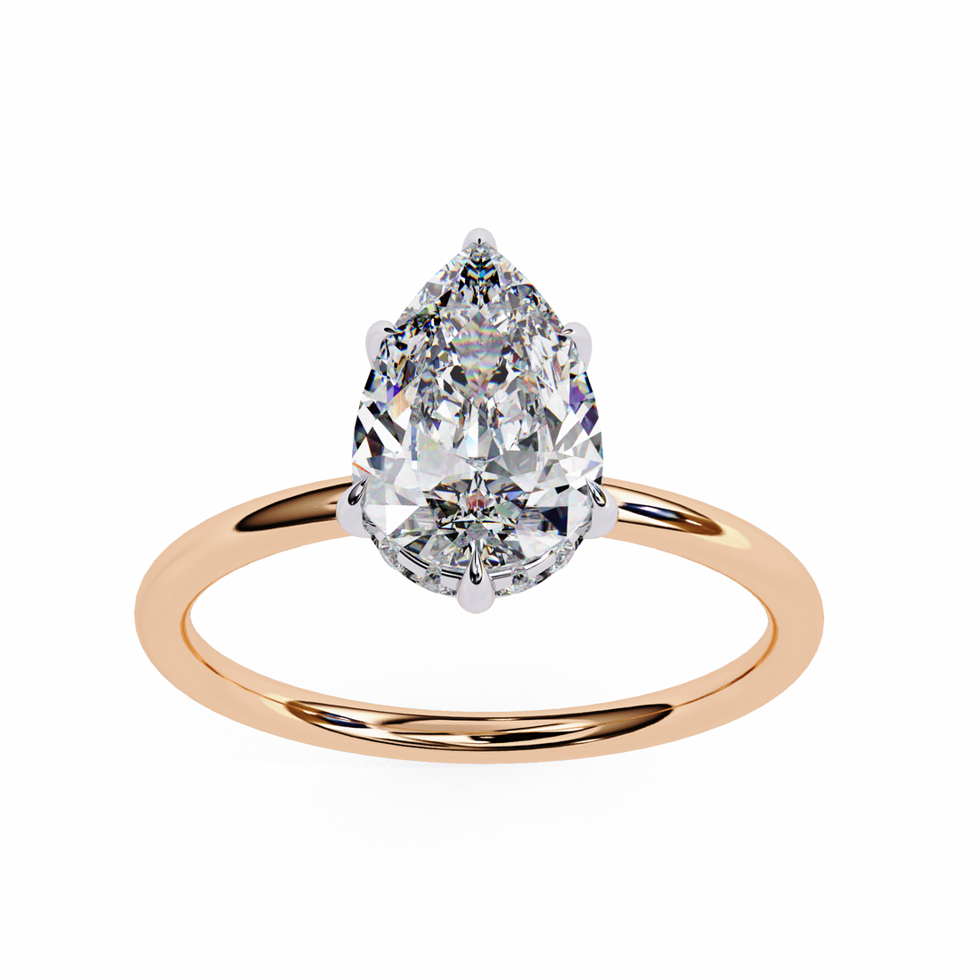 Pear-Shaped Solitaire Diamond Ring | 925 Sterling Silver
