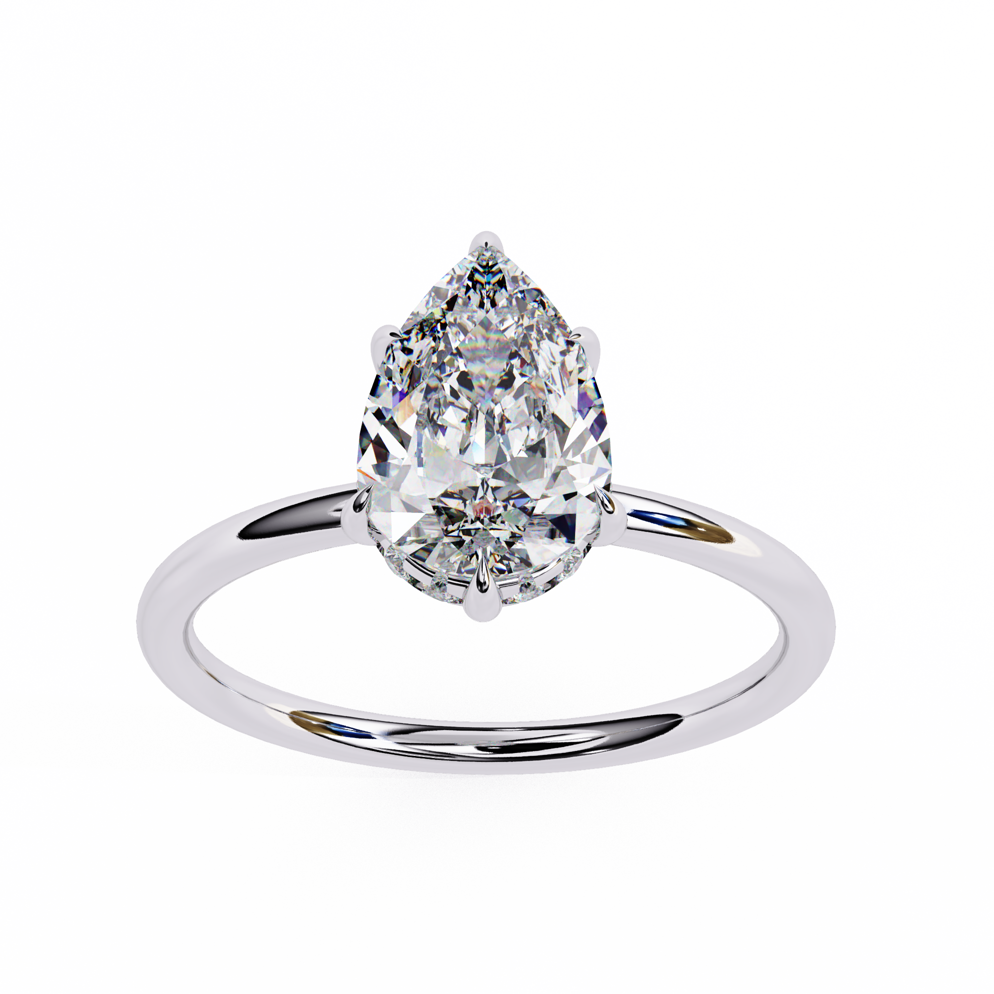 Pear-Shaped Solitaire Diamond Ring | 925 Sterling Silver