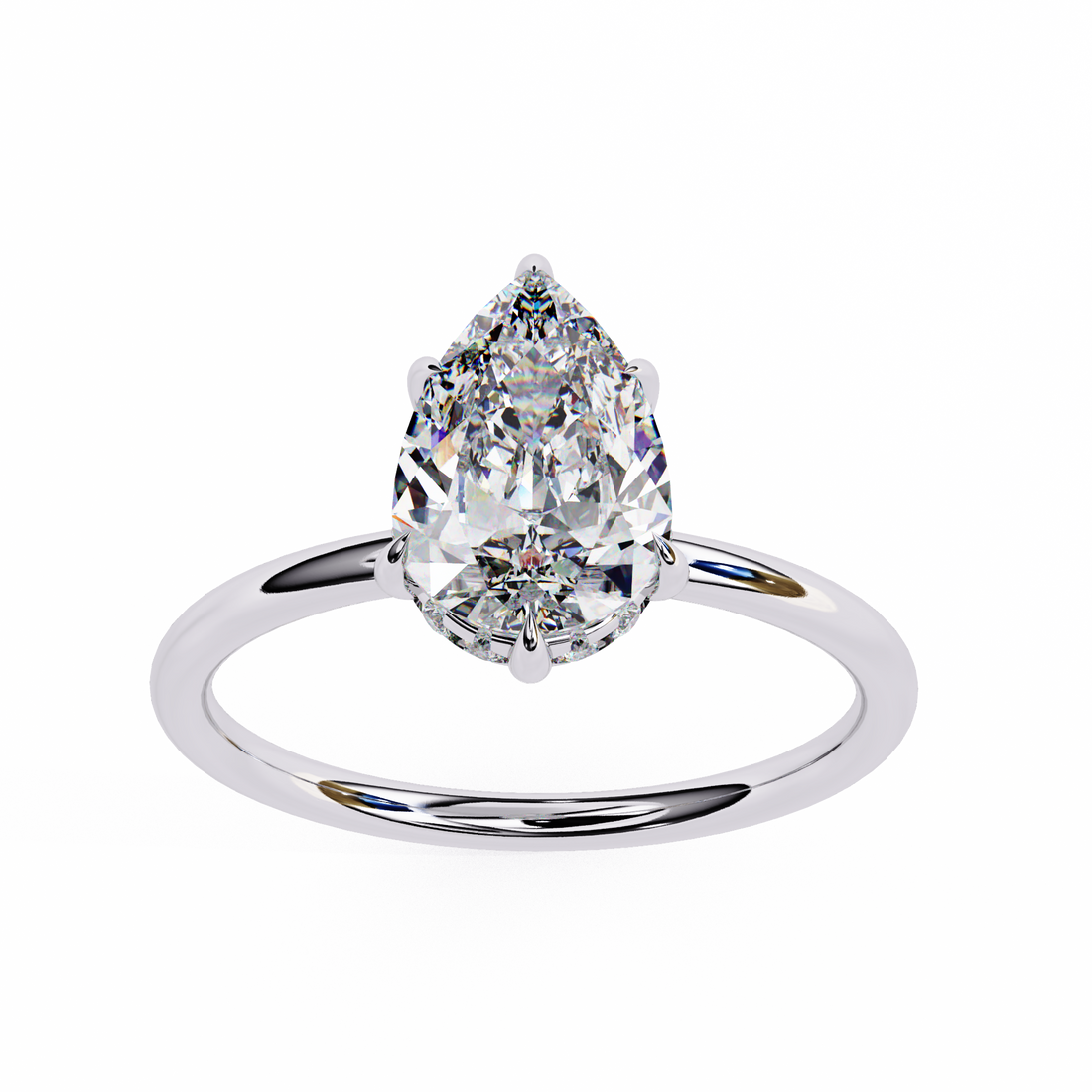 Pear-Shaped Solitaire Diamond Ring | 925 Sterling Silver