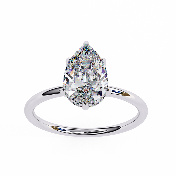 Pear-Shaped Solitaire Diamond Ring | 925 Sterling Silver