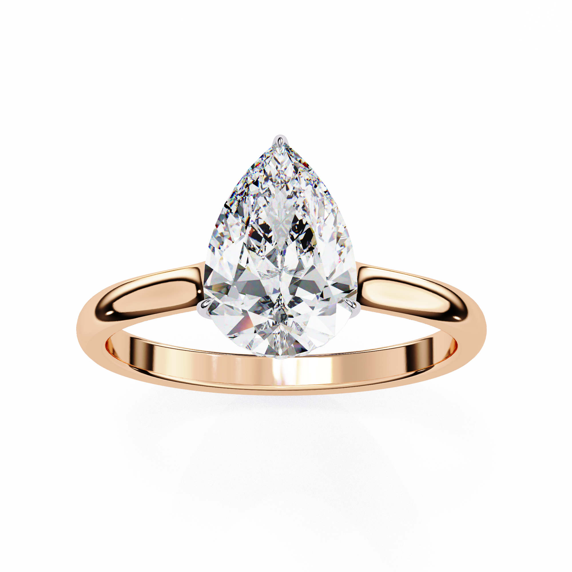 Elegant Pear-Cut Solitaire Ring in White Finish | 925 Sterling Silver
